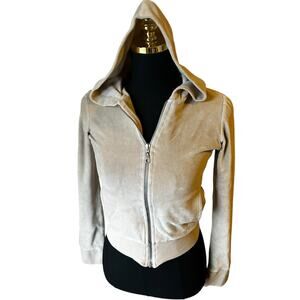 Vintage Y2K Women’s French Connection Tan Velour Hoodie Size XS